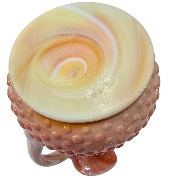 Vintage Footed Peach-Swirl Hobnail Glass Pitcher - Large Decorative Collectible - Picture 9 of 13